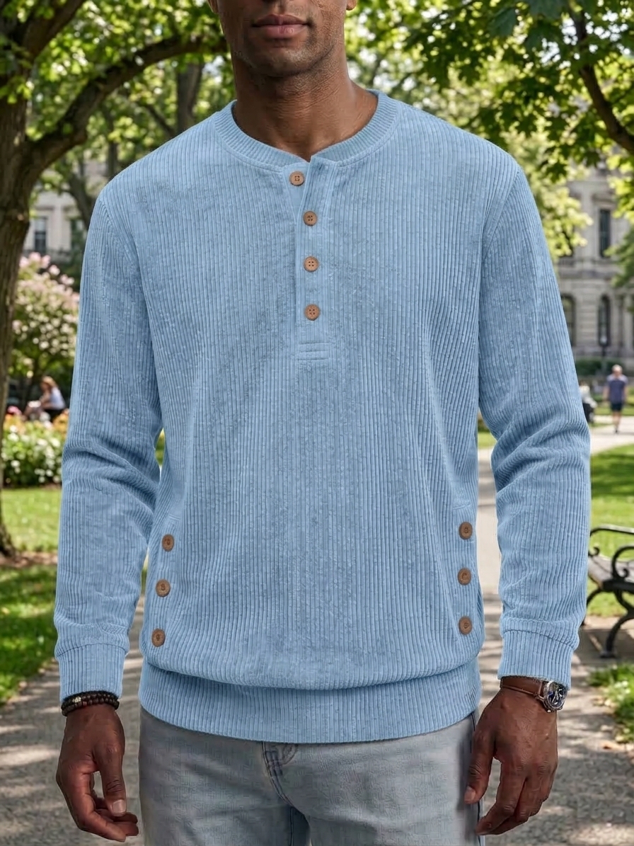 ⏰2026 HOT SALE💥 Men's Casual Comfortable Solid Crew Neck Long Sleeve Shirt