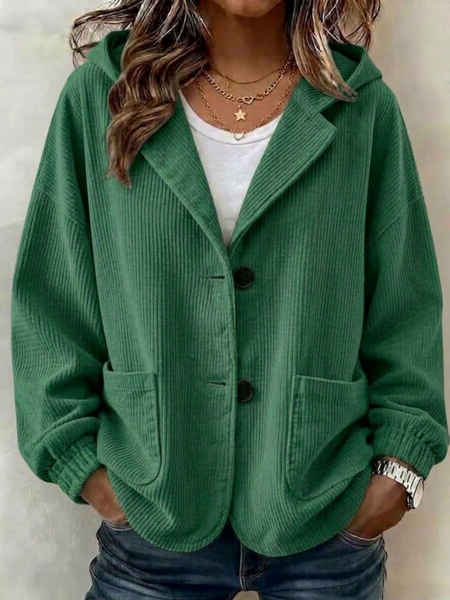 CLEARANCE 💥 Women's Casual Solid Button Knitted Hooded Cardigan Jacket