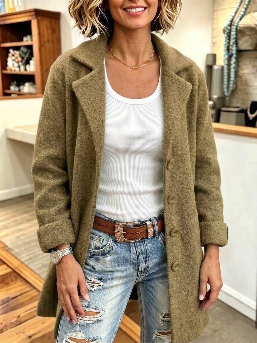 CLEARANCE SALE🔥 Women's Casual Lapel Wool Single Breasted Coat