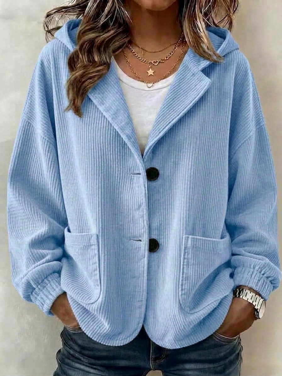 CLEARANCE 💥 Women's Casual Solid Button Knitted Hooded Cardigan Jacket