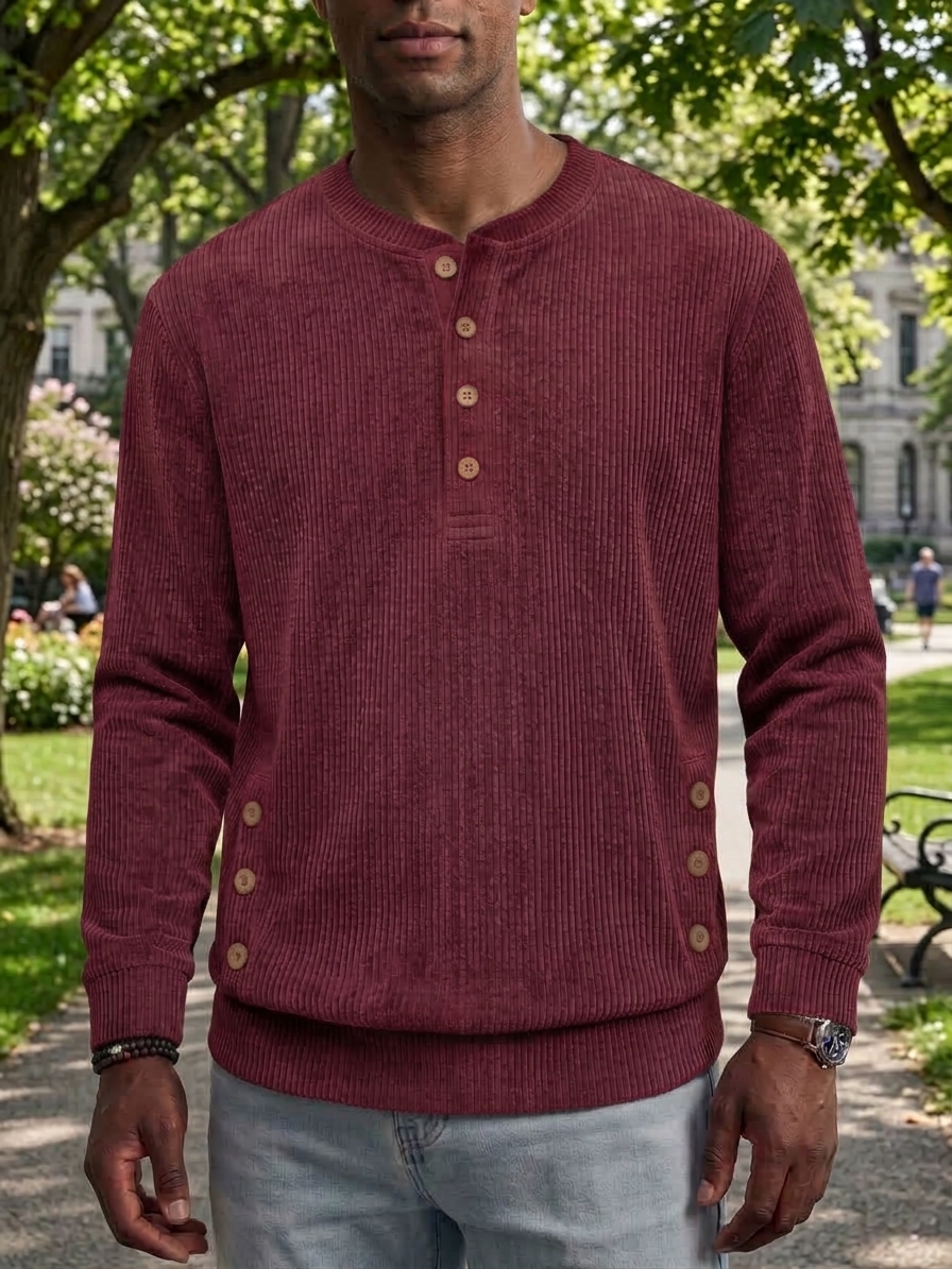 ⏰2026 HOT SALE💥 Men's Casual Comfortable Solid Crew Neck Long Sleeve Shirt