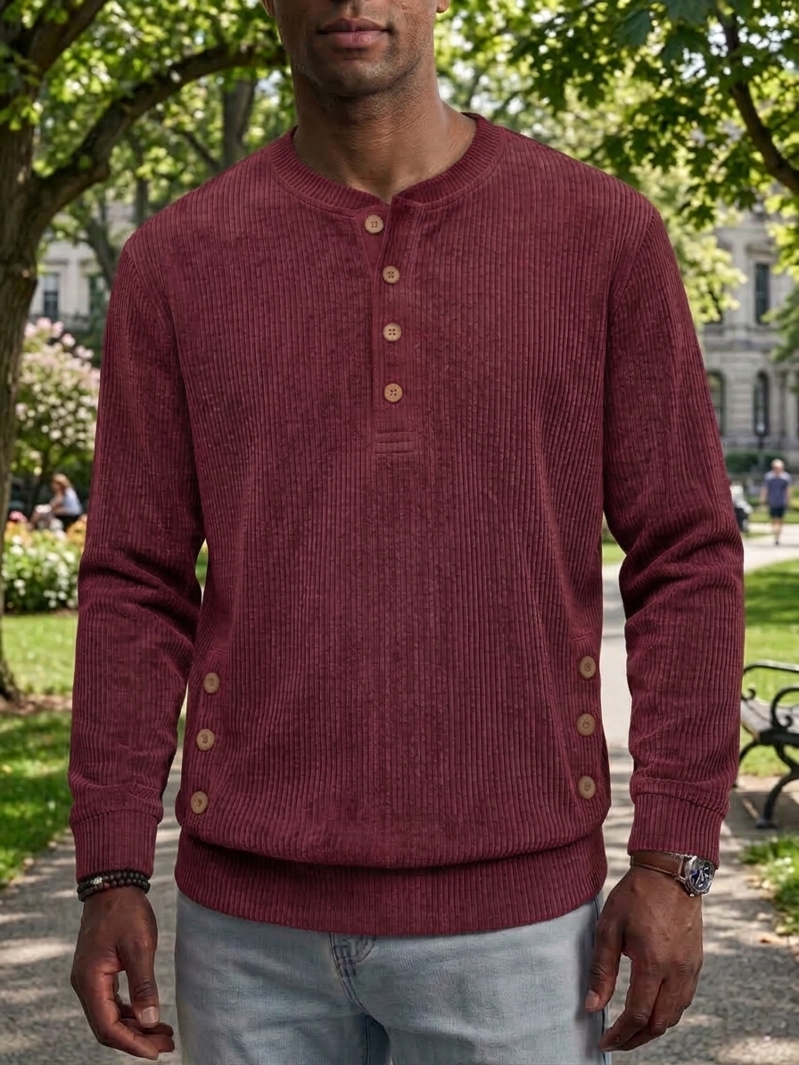 ⏰2026 HOT SALE💥 Men's Casual Comfortable Solid Crew Neck Long Sleeve Shirt