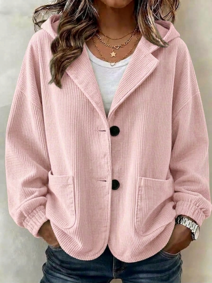 CLEARANCE 💥 Women's Casual Solid Button Knitted Hooded Cardigan Jacket