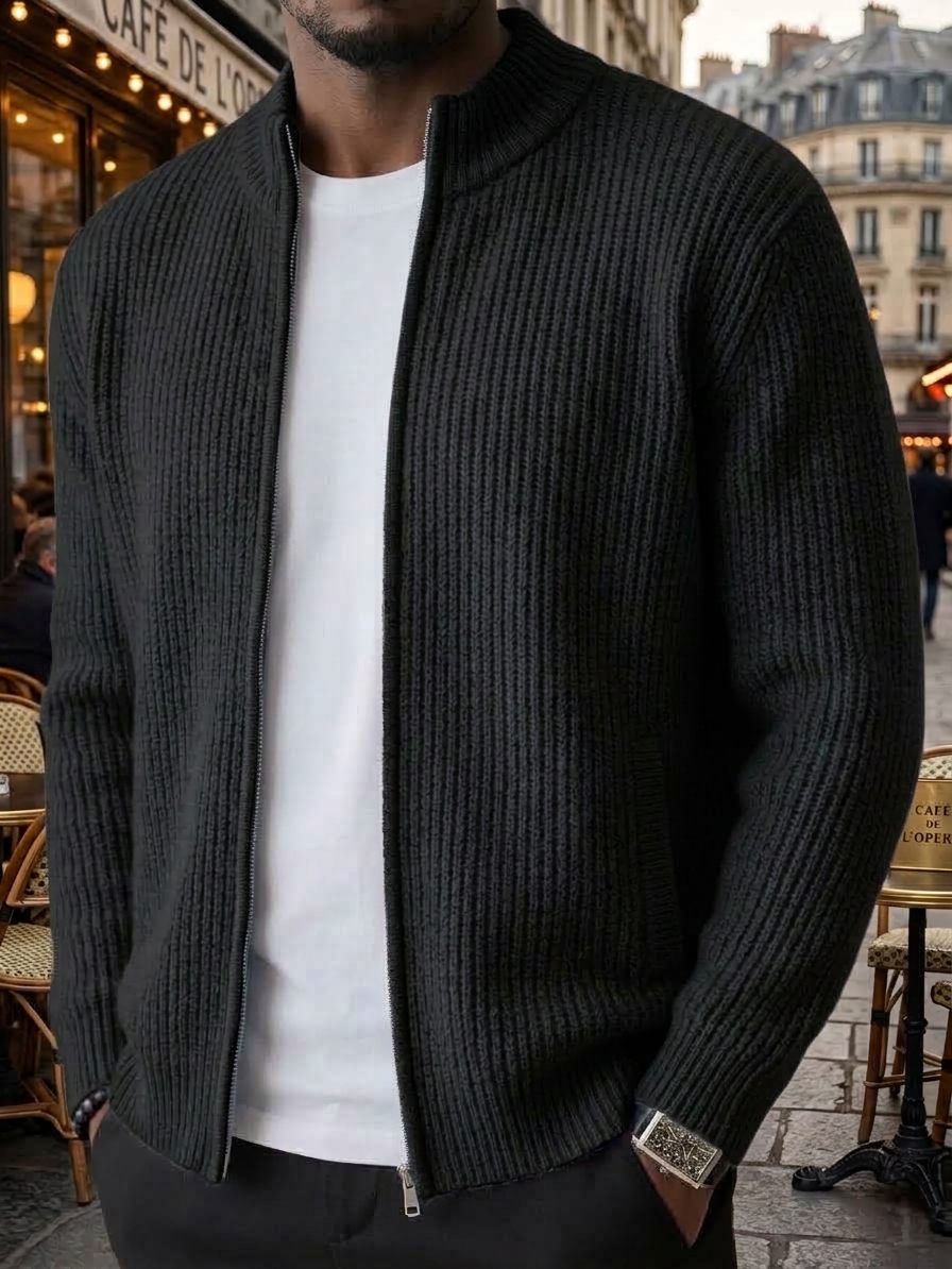 ⏰2026 HOT SALE💥 Men's Retro Zipper Cashmere Knit Cardigan Jacket