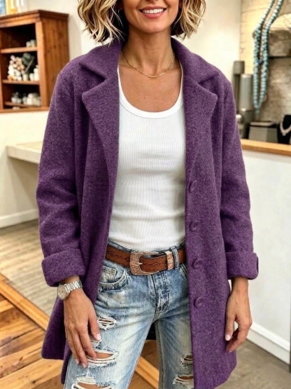 CLEARANCE SALE🔥 Women's Casual Lapel Wool Single Breasted Coat