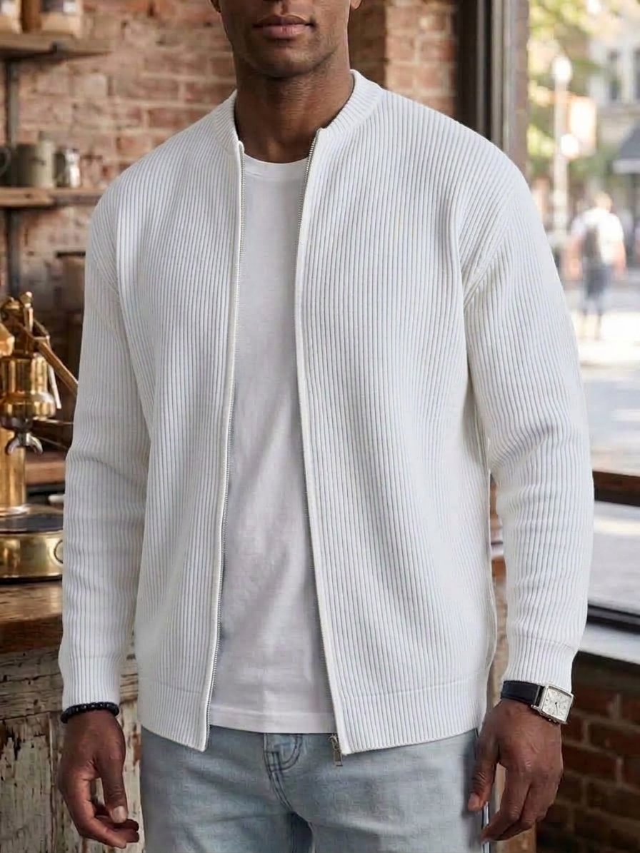 ⏰2026 HOT SALE💥 Men's Retro Casual Comfortable Solid Zipper Cardigan Jacket