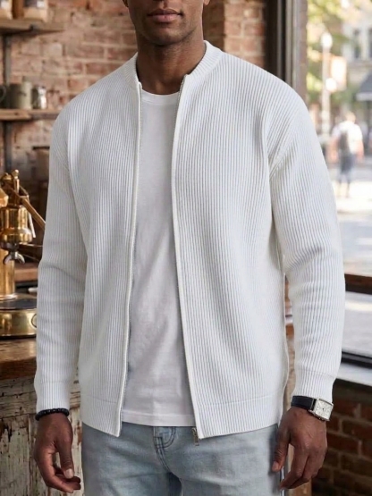 ⏰2026 HOT SALE💥 Men's Retro Casual Comfortable Solid Zipper Cardigan Jacket