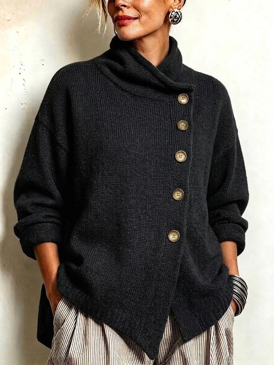 New Arrival🔥 Women's Casual Oversized Stand Cashmere Knit Cardigan