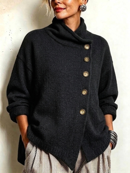 New Arrival🔥 Women's Casual Oversized Stand Cashmere Knit Cardigan