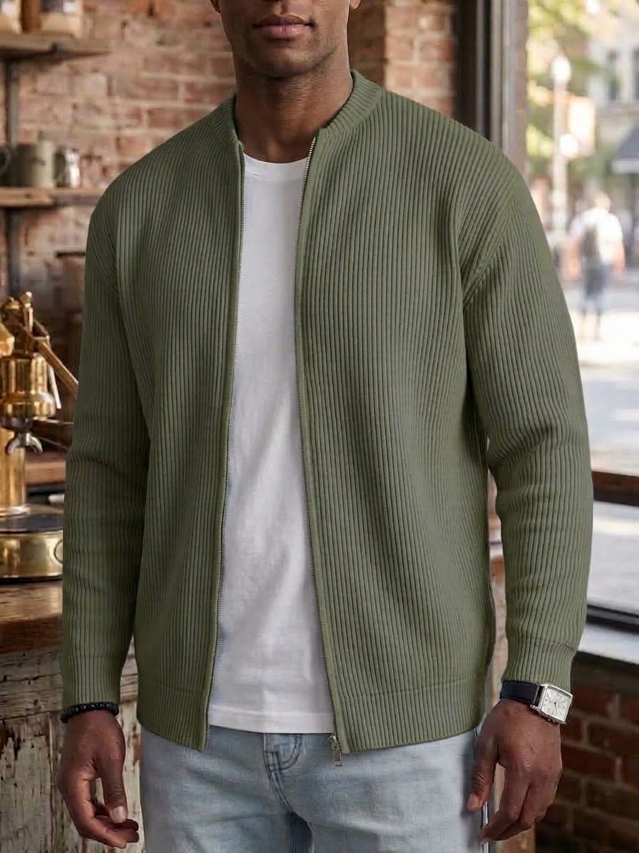⏰2026 HOT SALE💥 Men's Retro Casual Comfortable Solid Zipper Cardigan Jacket