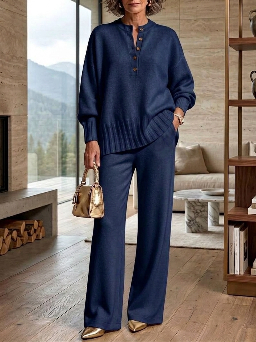 ⏰2026 HOT SALE💥 Women's Casual Sweater and Wide-Leg Pants Cashmere Suit