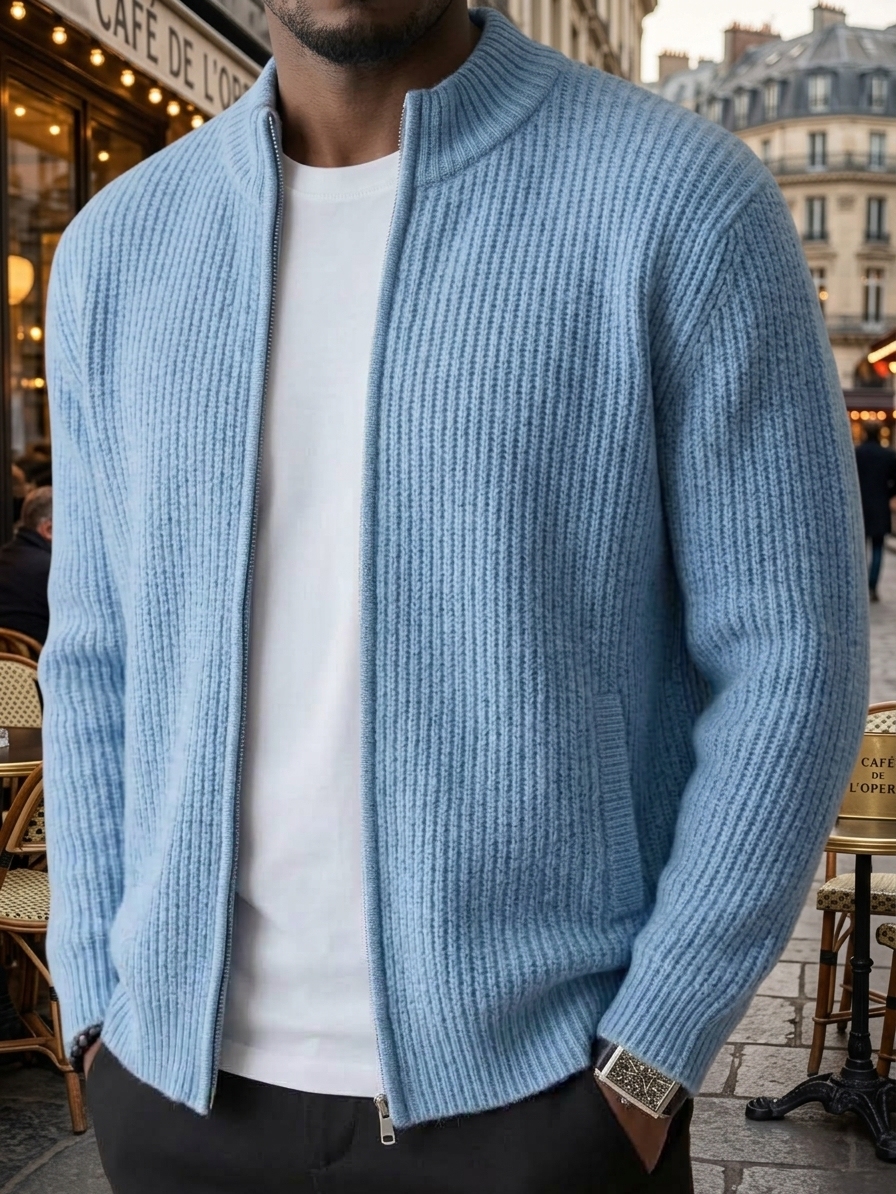 ⏰2026 HOT SALE💥 Men's Retro Zipper Cashmere Knit Cardigan Jacket