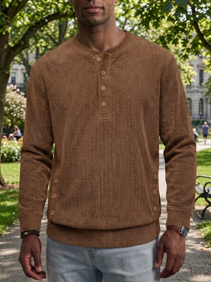 ⏰2026 HOT SALE💥 Men's Casual Comfortable Solid Crew Neck Long Sleeve Shirt