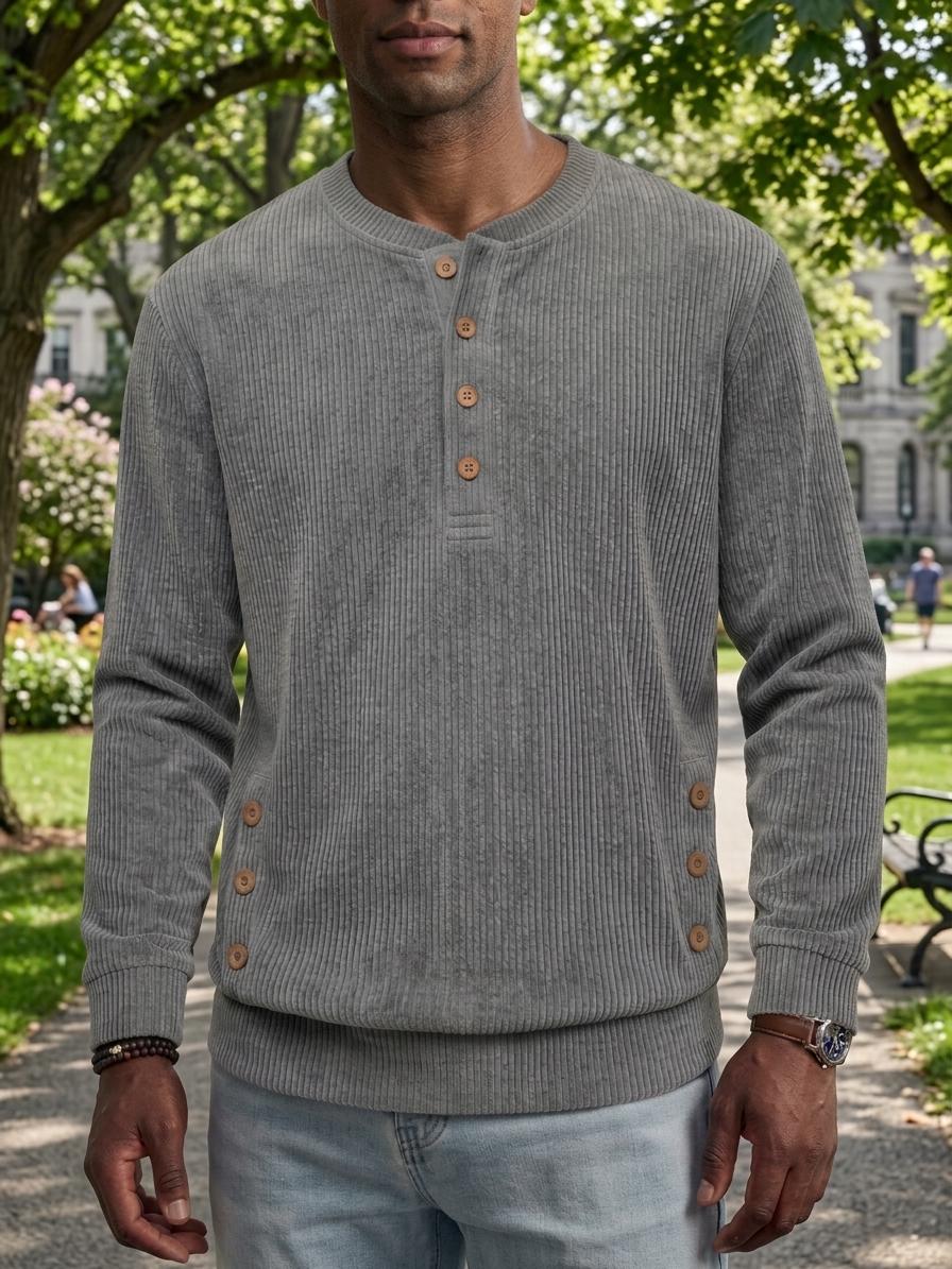 ⏰2026 HOT SALE💥 Men's Casual Comfortable Solid Crew Neck Long Sleeve Shirt