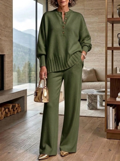 ⏰2026 HOT SALE💥 Women's Casual Sweater and Wide-Leg Pants Cashmere Suit
