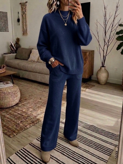 ⏰2026 HOT SALE💥 Women's Casual Wide-Leg Pants Cashmere Sweater Suit