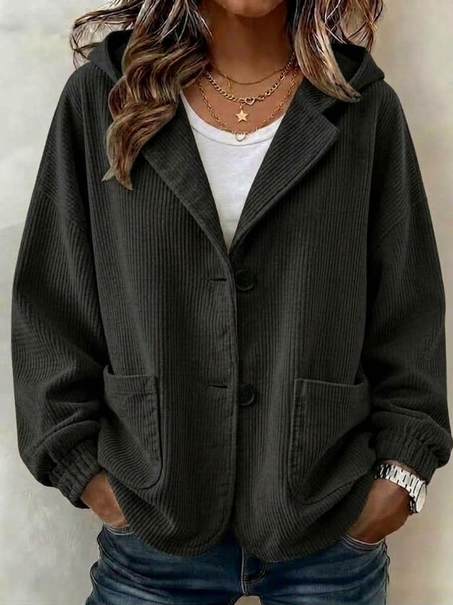 CLEARANCE 💥 Women's Casual Solid Button Knitted Hooded Cardigan Jacket