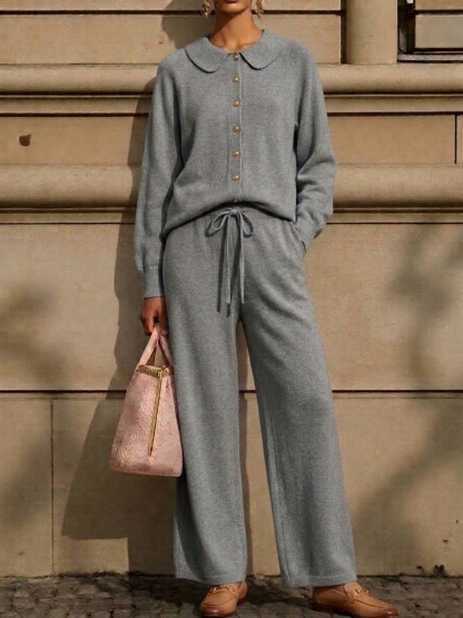 ⏰2026 HOT SALE💥 Women's Casual Peter Pan Collar Cashmere Sweater Suit