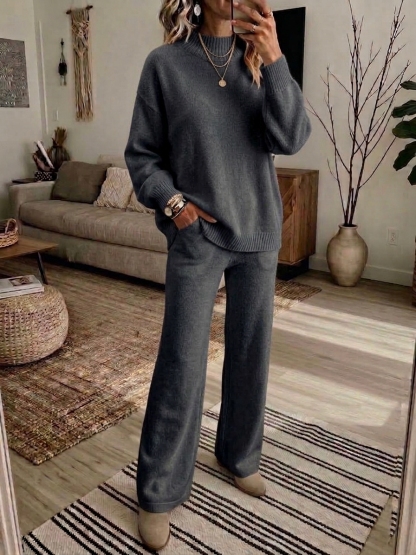 ⏰2026 HOT SALE💥 Women's Casual Wide-Leg Pants Cashmere Sweater Suit