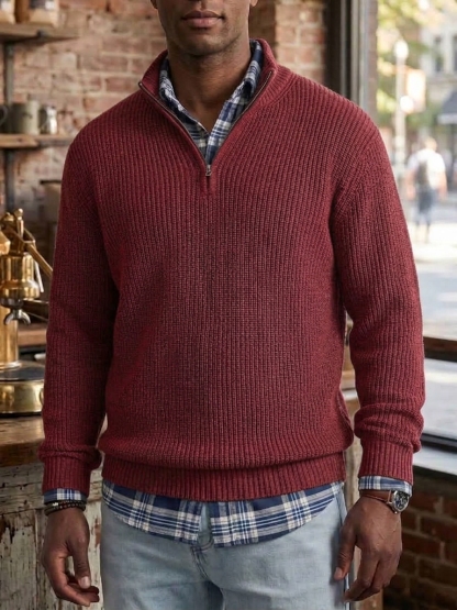 ⏰2026 HOT SALE💥 Men's Retro Casual Zipper Cashmere Sweater