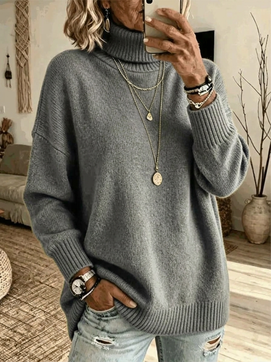 Casual Soft Turtleneck Sweater Top
