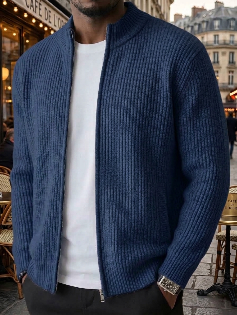 ⏰2026 HOT SALE💥 Men's Retro Zipper Cashmere Knit Cardigan Jacket