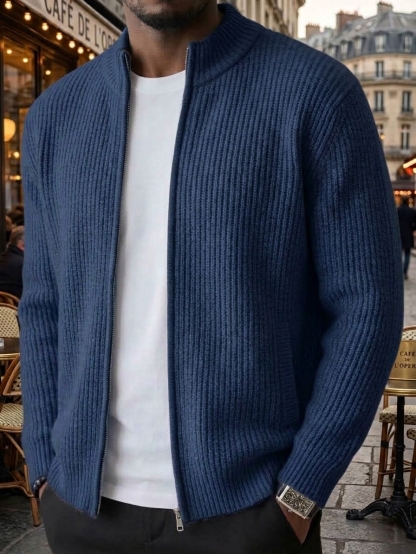 ⏰2026 HOT SALE💥 Men's Retro Zipper Cashmere Knit Cardigan Jacket