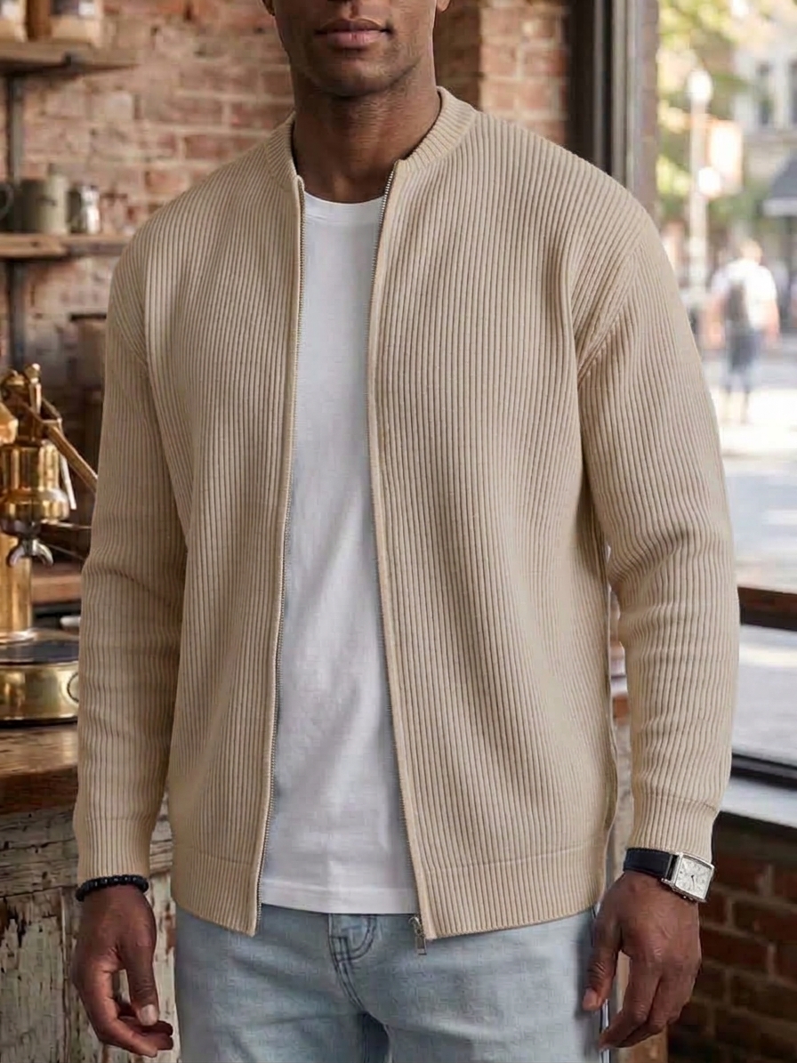 ⏰2026 HOT SALE💥 Men's Retro Casual Comfortable Solid Zipper Cardigan Jacket