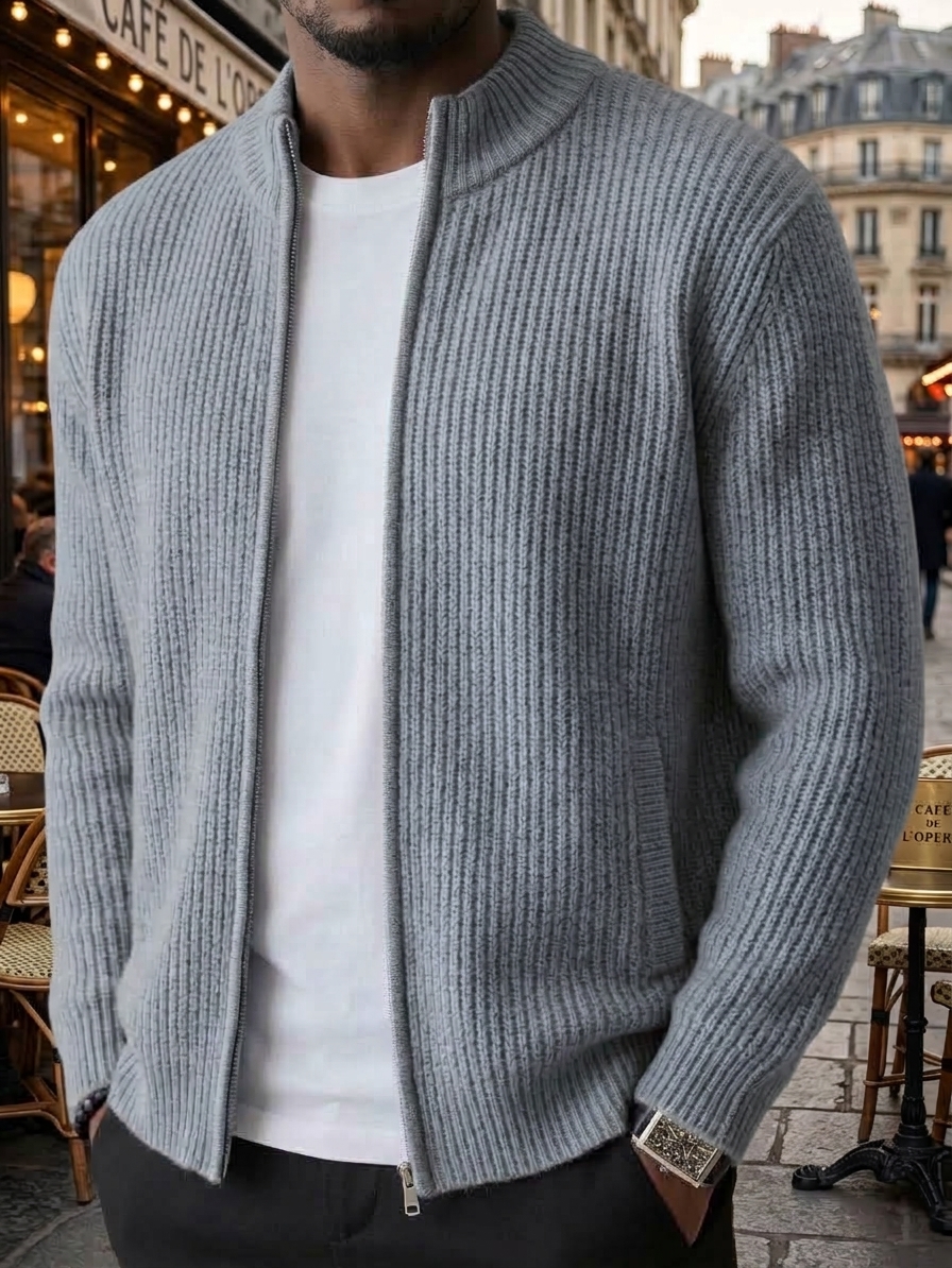 ⏰2026 HOT SALE💥 Men's Retro Zipper Cashmere Knit Cardigan Jacket