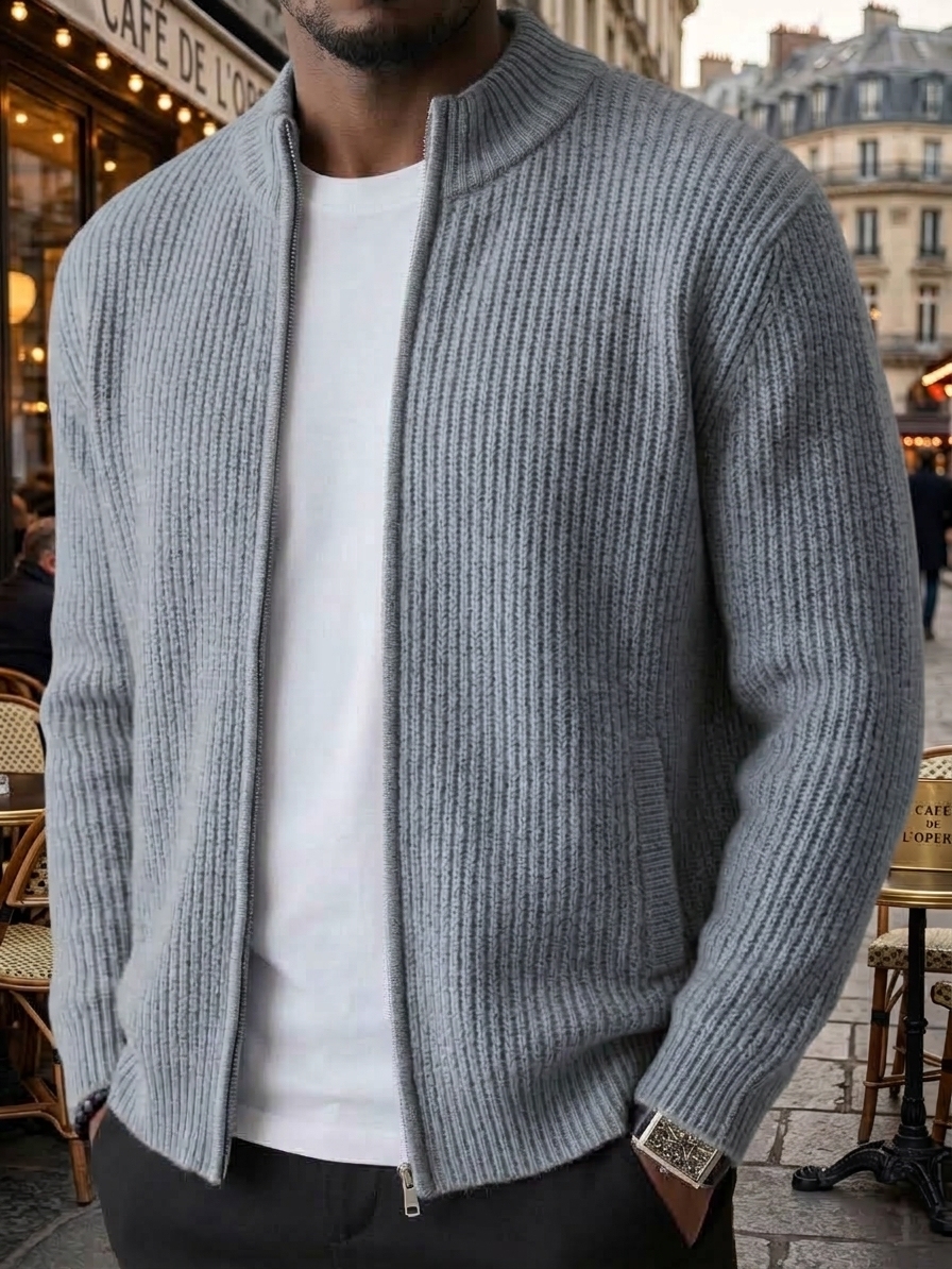 ⏰2026 HOT SALE💥 Men's Retro Zipper Cashmere Knit Cardigan Jacket