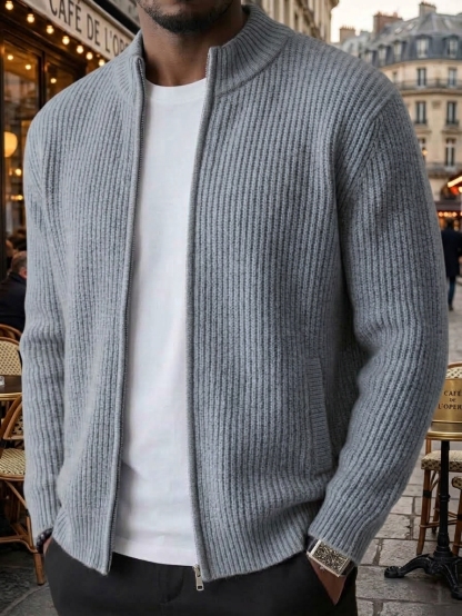 ⏰2026 HOT SALE💥 Men's Retro Zipper Cashmere Knit Cardigan Jacket