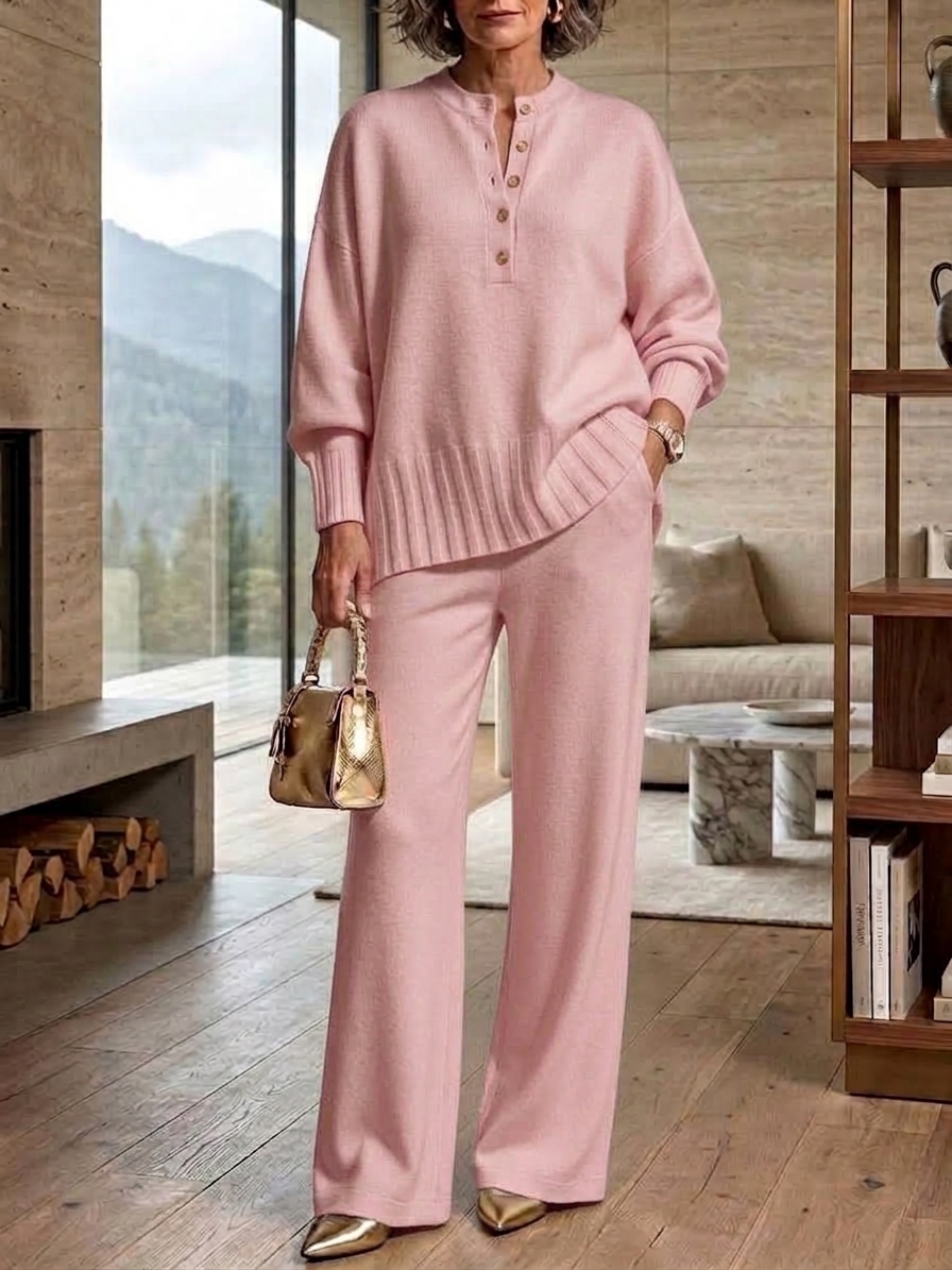 ⏰2026 HOT SALE💥 Women's Casual Sweater and Wide-Leg Pants Cashmere Suit