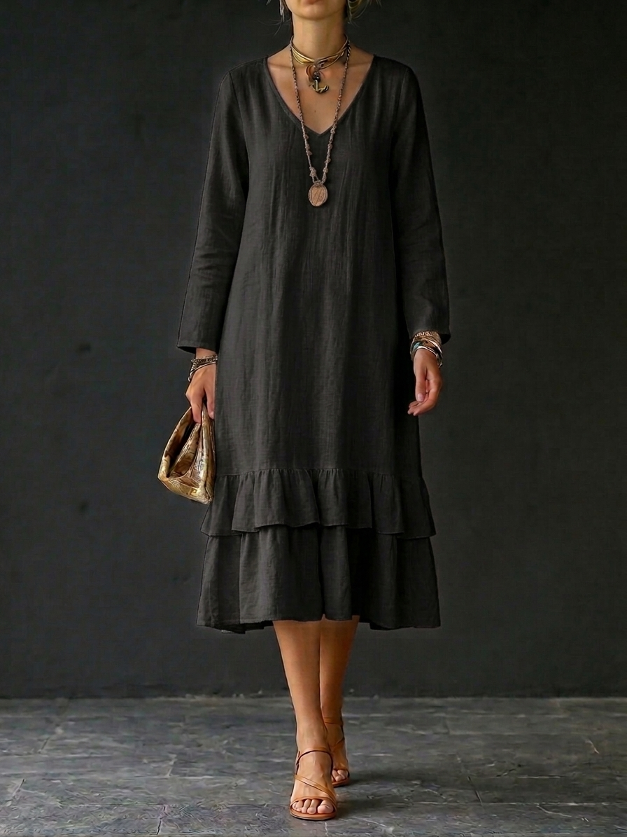 HOT SALE🌸 Women’s Casual Linen and Cotton Pleated Dress