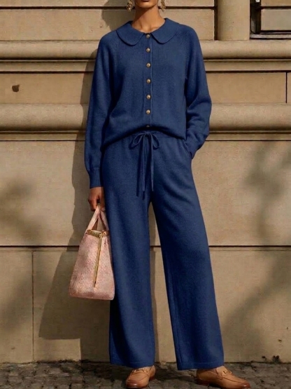 ⏰2026 HOT SALE💥 Women's Casual Peter Pan Collar Cashmere Sweater Suit