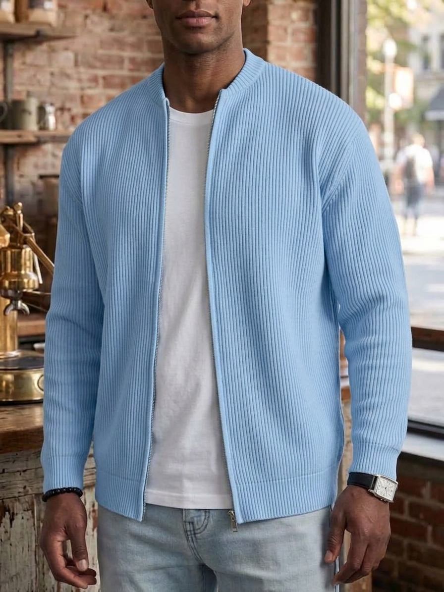 ⏰2026 HOT SALE💥 Men's Retro Casual Comfortable Solid Zipper Cardigan Jacket