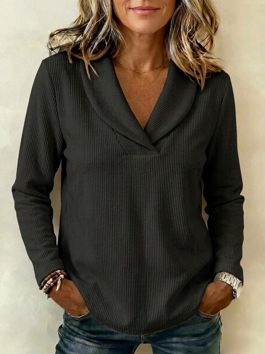 Women's Casual Cotton Peter Pan Collar Long Sleeve Top