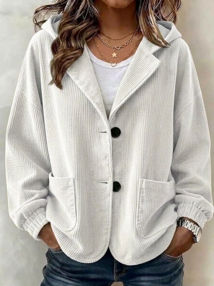 CLEARANCE 💥 Women's Casual Solid Button Knitted Hooded Cardigan Jacket
