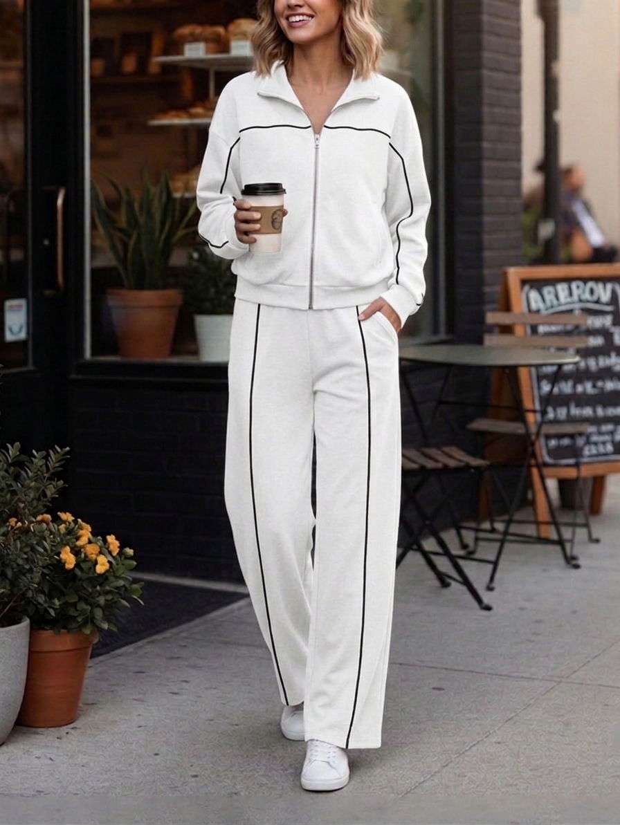 ⏰ LAST DAY SAVE 49% 💥Women's Casual 2 Piece Sets Lapel Zipper Cotton Sweatshirt Travel Outfits