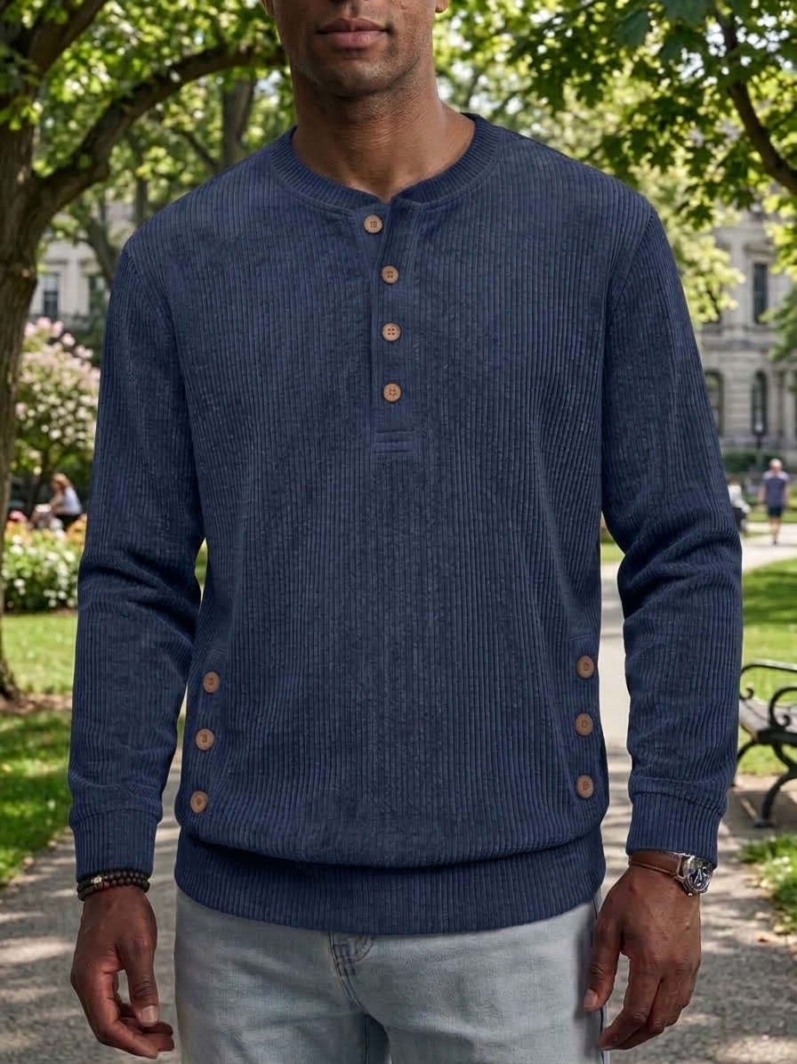 ⏰2026 HOT SALE💥 Men's Casual Comfortable Solid Crew Neck Long Sleeve Shirt