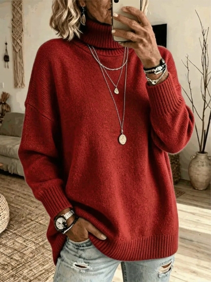 Casual Soft Turtleneck Sweater Top