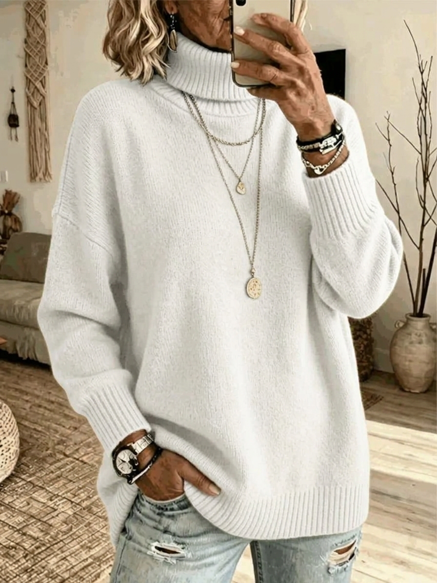 Casual Soft Turtleneck Sweater Top
