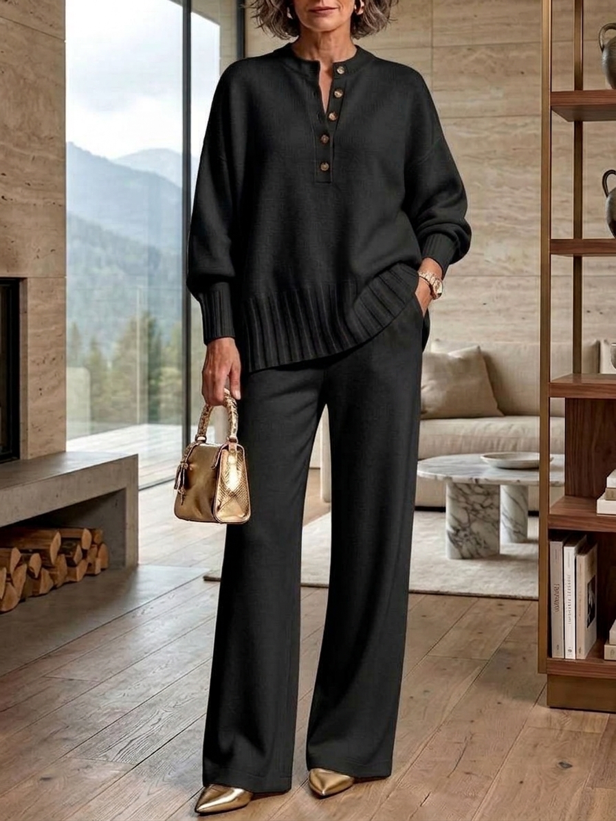 ⏰2026 HOT SALE💥 Women's Casual Sweater and Wide-Leg Pants Cashmere Suit