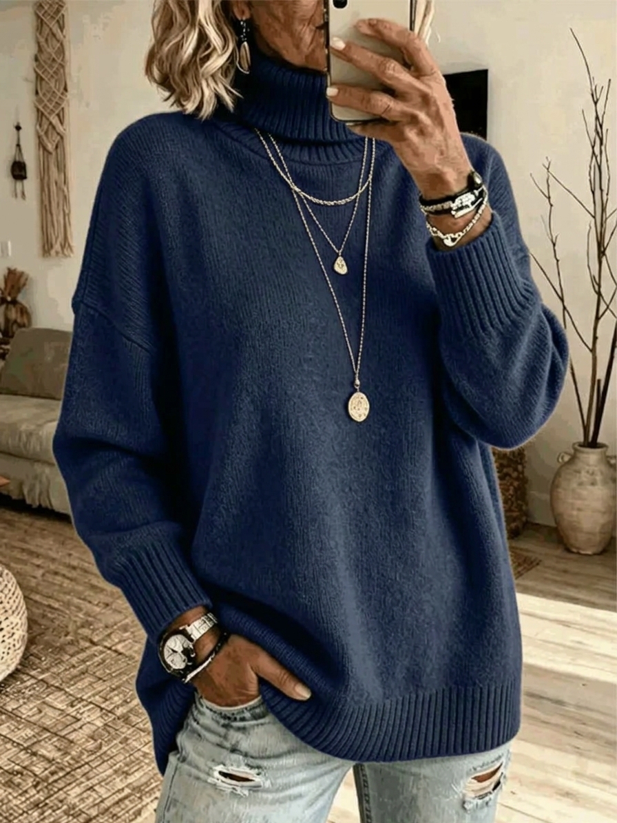 Casual Soft Turtleneck Sweater Top