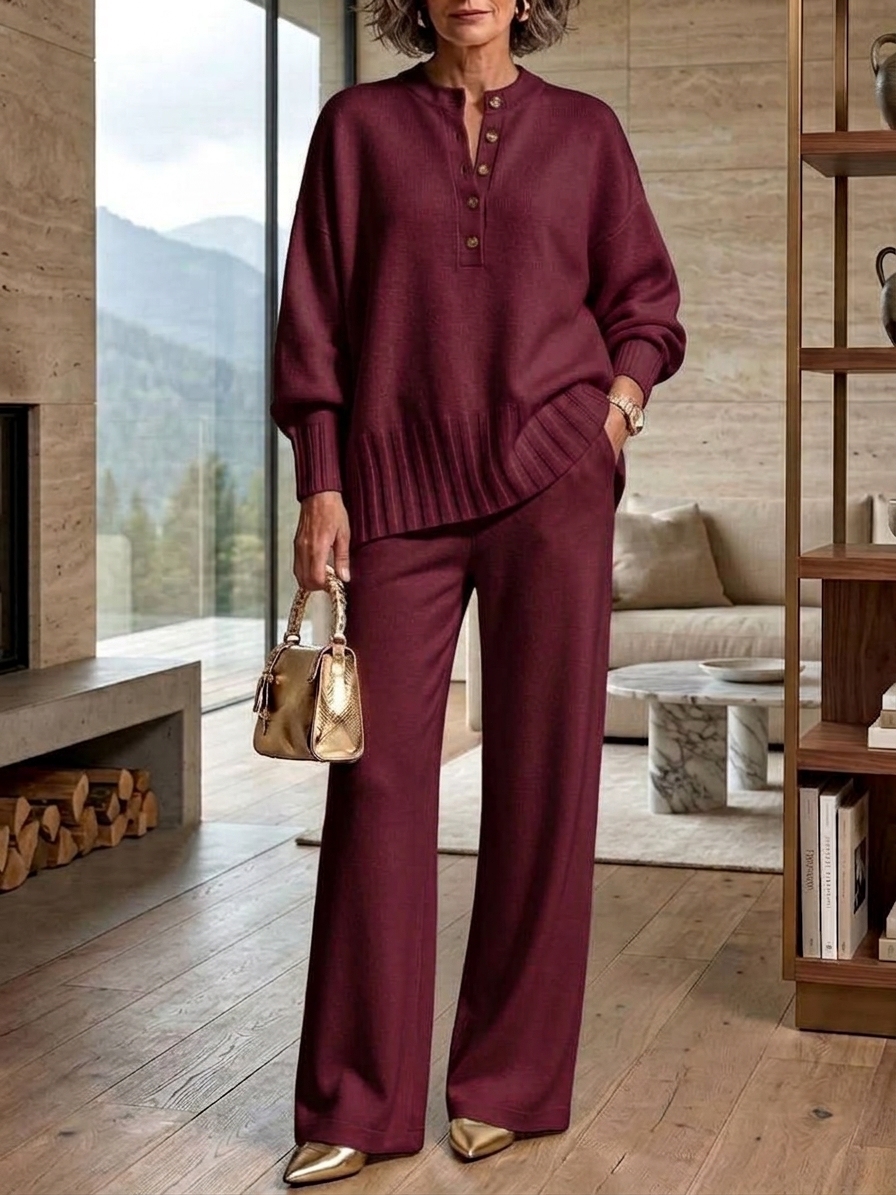 ⏰2026 HOT SALE💥 Women's Casual Sweater and Wide-Leg Pants Cashmere Suit