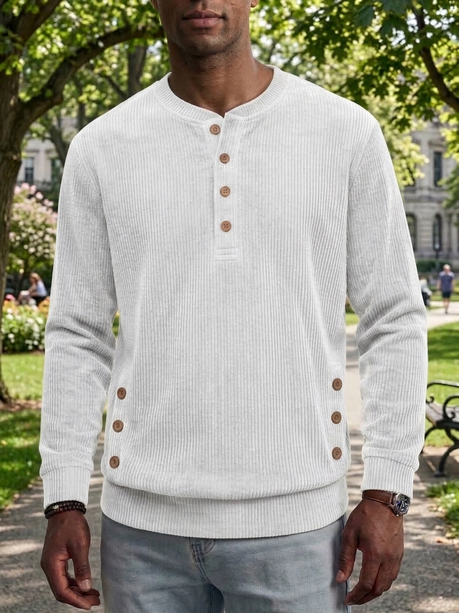 ⏰2026 HOT SALE💥 Men's Casual Comfortable Solid Crew Neck Long Sleeve Shirt
