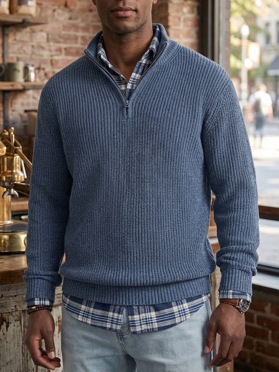 ⏰2026 HOT SALE💥 Men's Retro Casual Zipper Cashmere Sweater