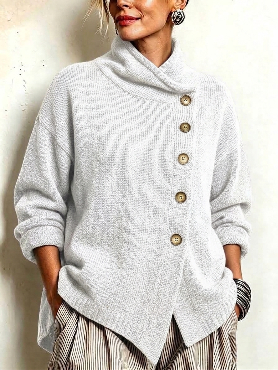 New Arrival🔥 Women's Casual Oversized Stand Cashmere Knit Cardigan