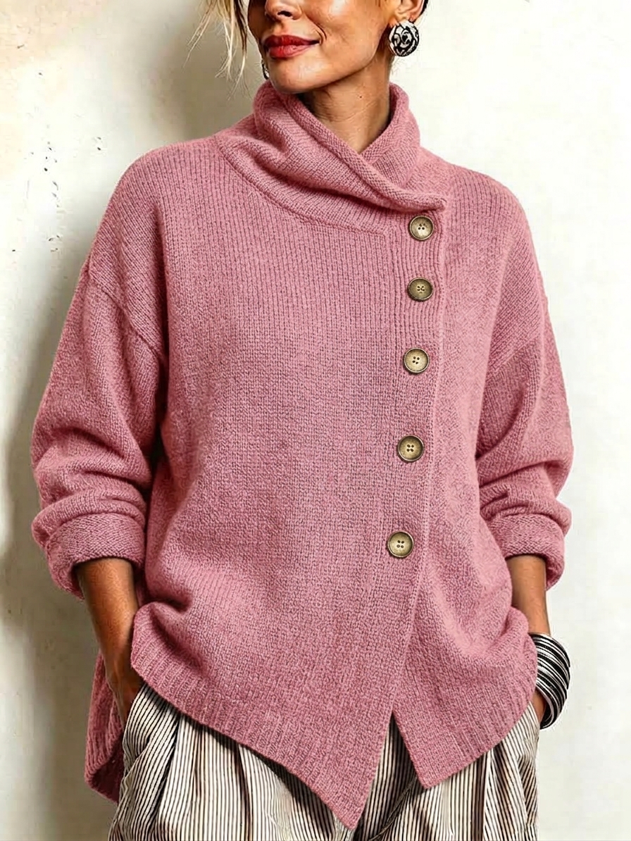 New Arrival🔥 Women's Casual Oversized Stand Cashmere Knit Cardigan