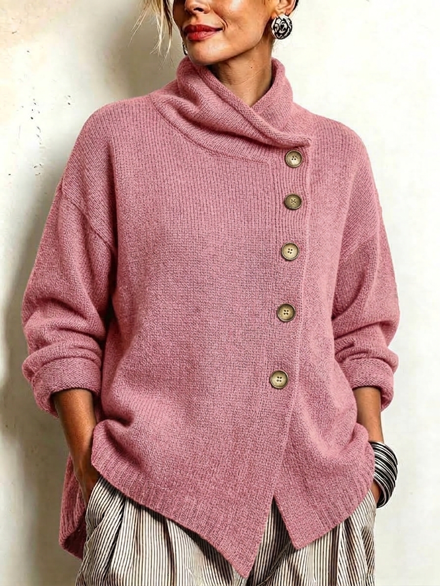 New Arrival🔥 Women's Casual Oversized Stand Cashmere Knit Cardigan