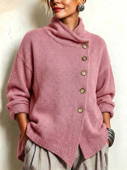 New Arrival🔥 Women's Casual Oversized Stand Cashmere Knit Cardigan